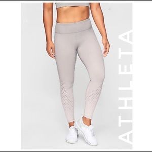 Athleta Contender Aero Laser Cut 7/8 Leggings in pebble grey